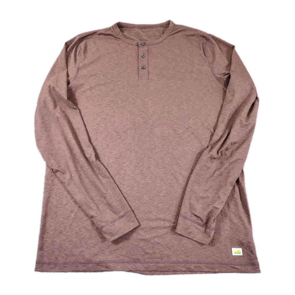 Vuori Shirt Mens L Dark Red Ease Performance Henley Lightweight Jersey Tee V194